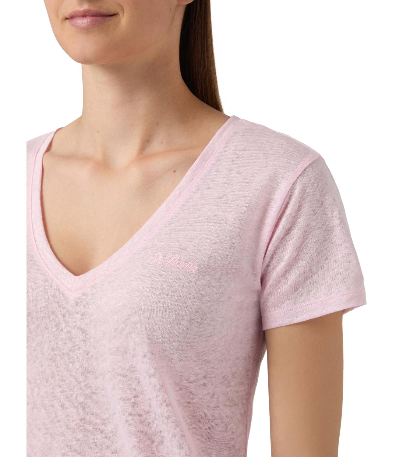 Tee donna rosa lino