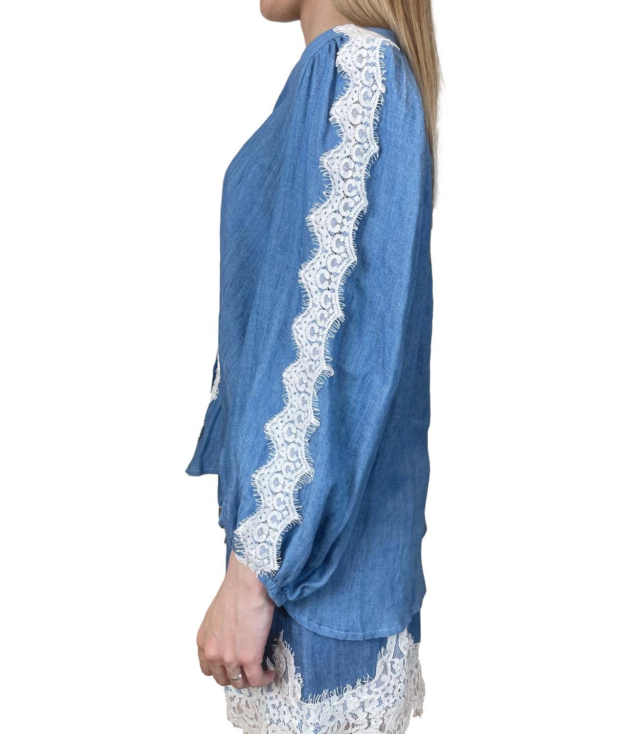 Motel Camicia Tencel Azzurro Donna