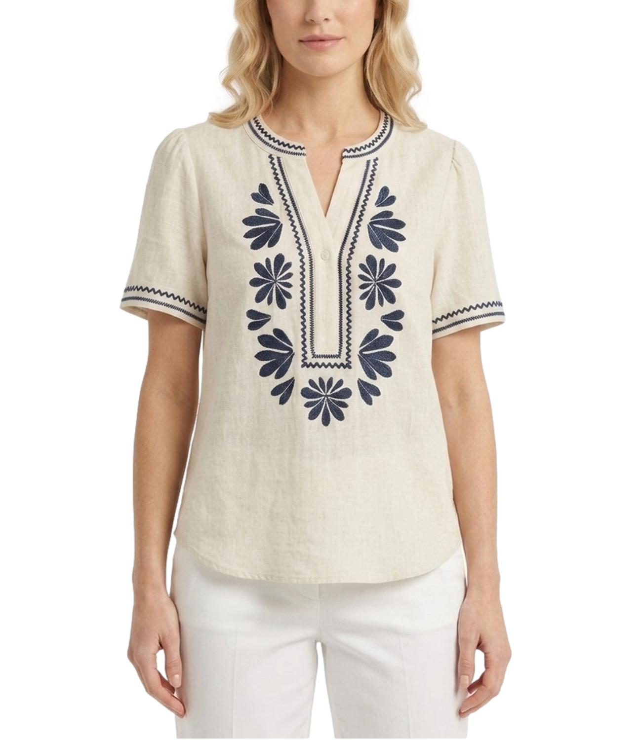 Philia Loft Camicia da Donna - Bianca Blu - D02n1043