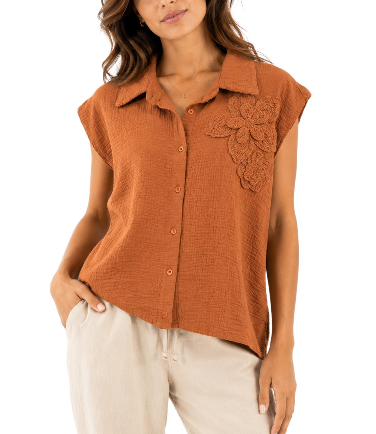 Philia Loft Camicia da Donna - Tabacco - D02n1051