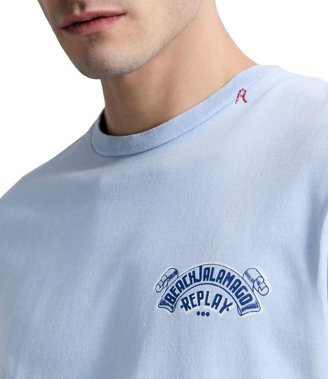 Replay T-Shirt da Uomo - Celeste - M3400.000.22662n