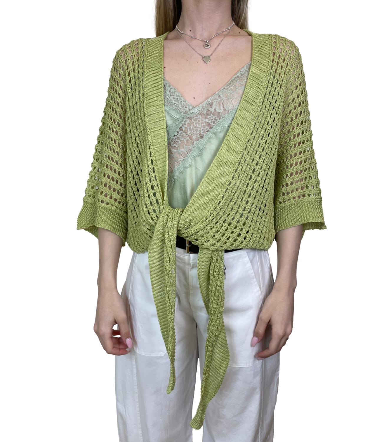Studio It Cardigan Traforato Verde Donna