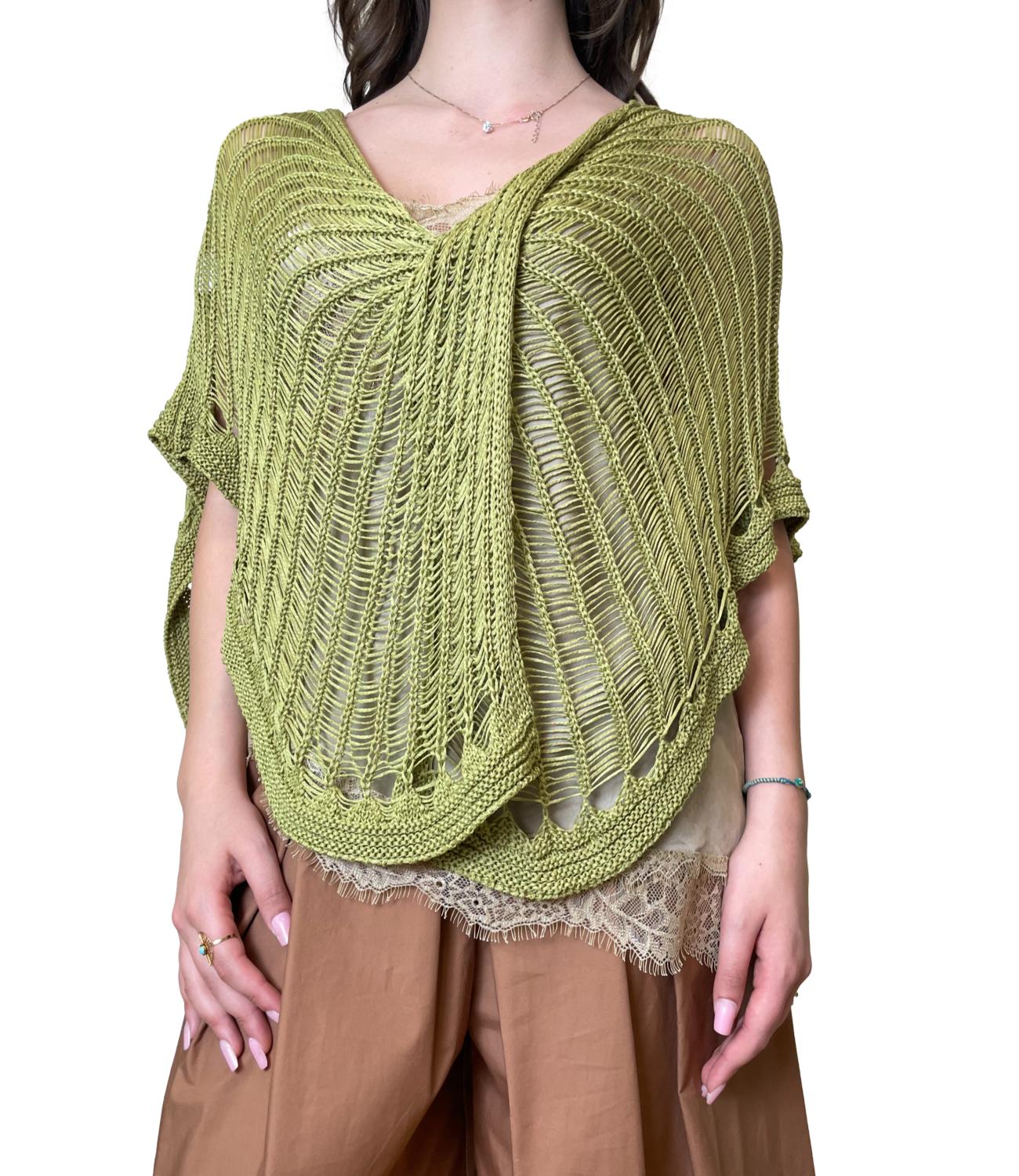 Studio It Poncho Verde Donna