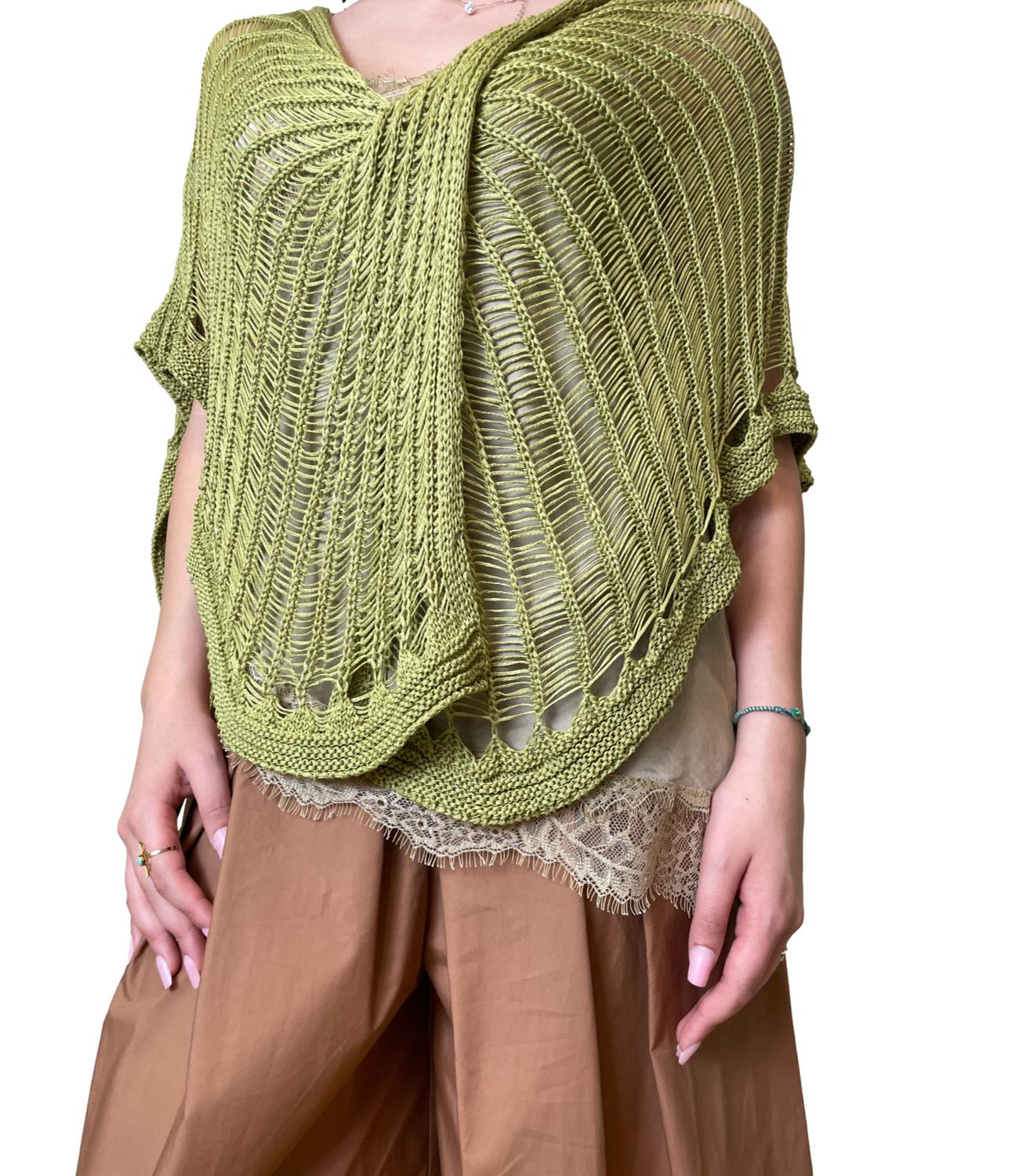 Studio It Poncho Verde Donna