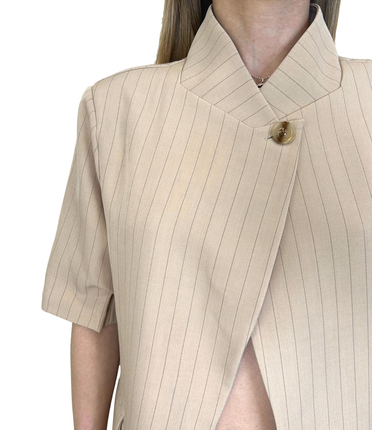 Susy Mix Giacca Beige Gessato Donna