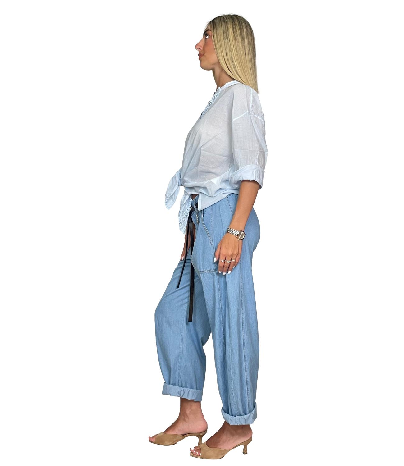 Susy Mix Camicia da Donna - Azzurro - G417cu