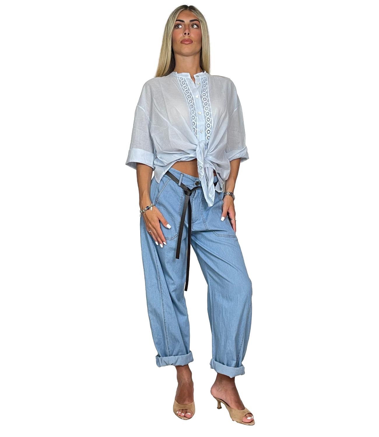 Susy Mix Camicia da Donna - Azzurro - G417cu