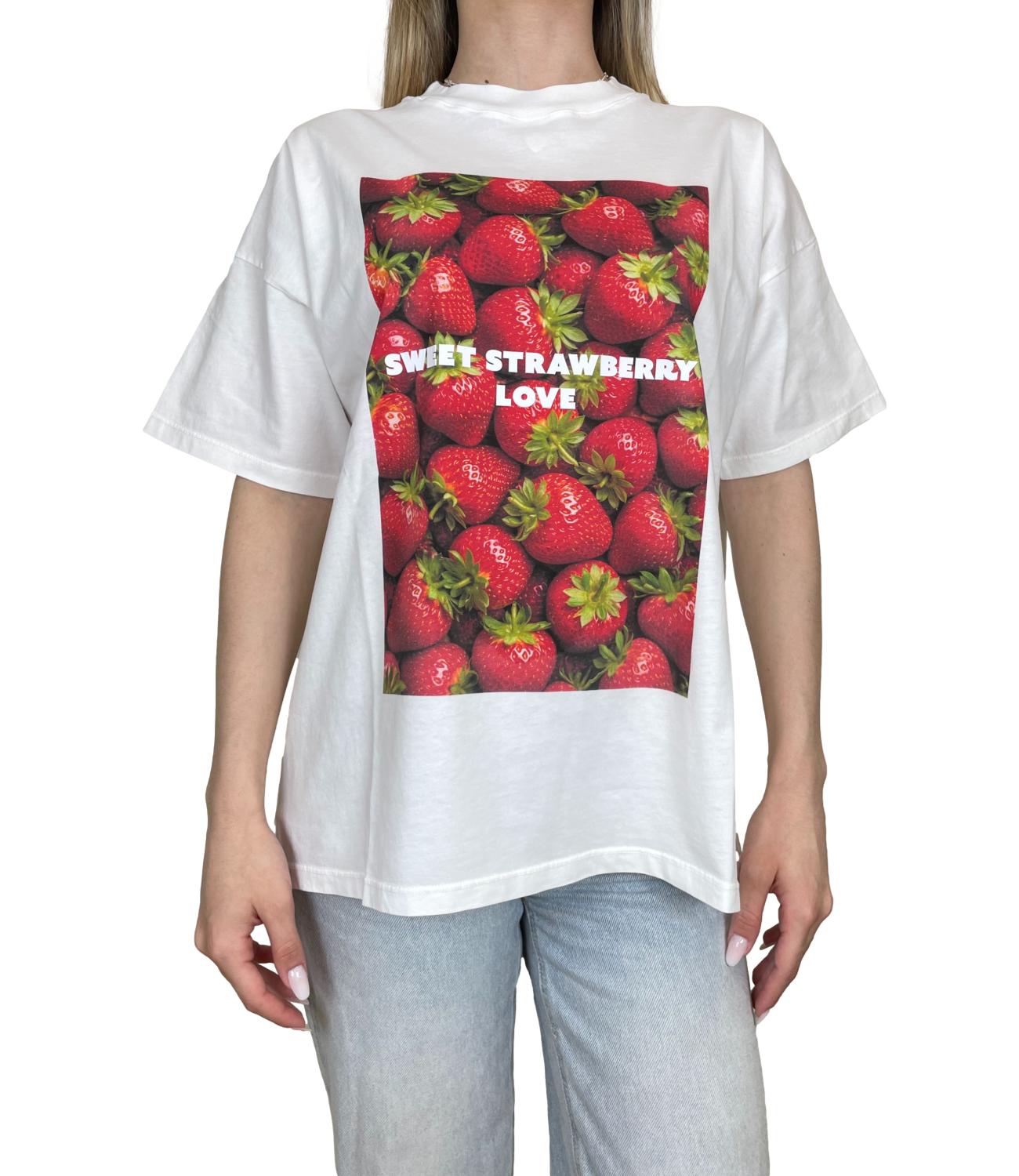 Vicolo T-shirt Strawberry Bianca Donna