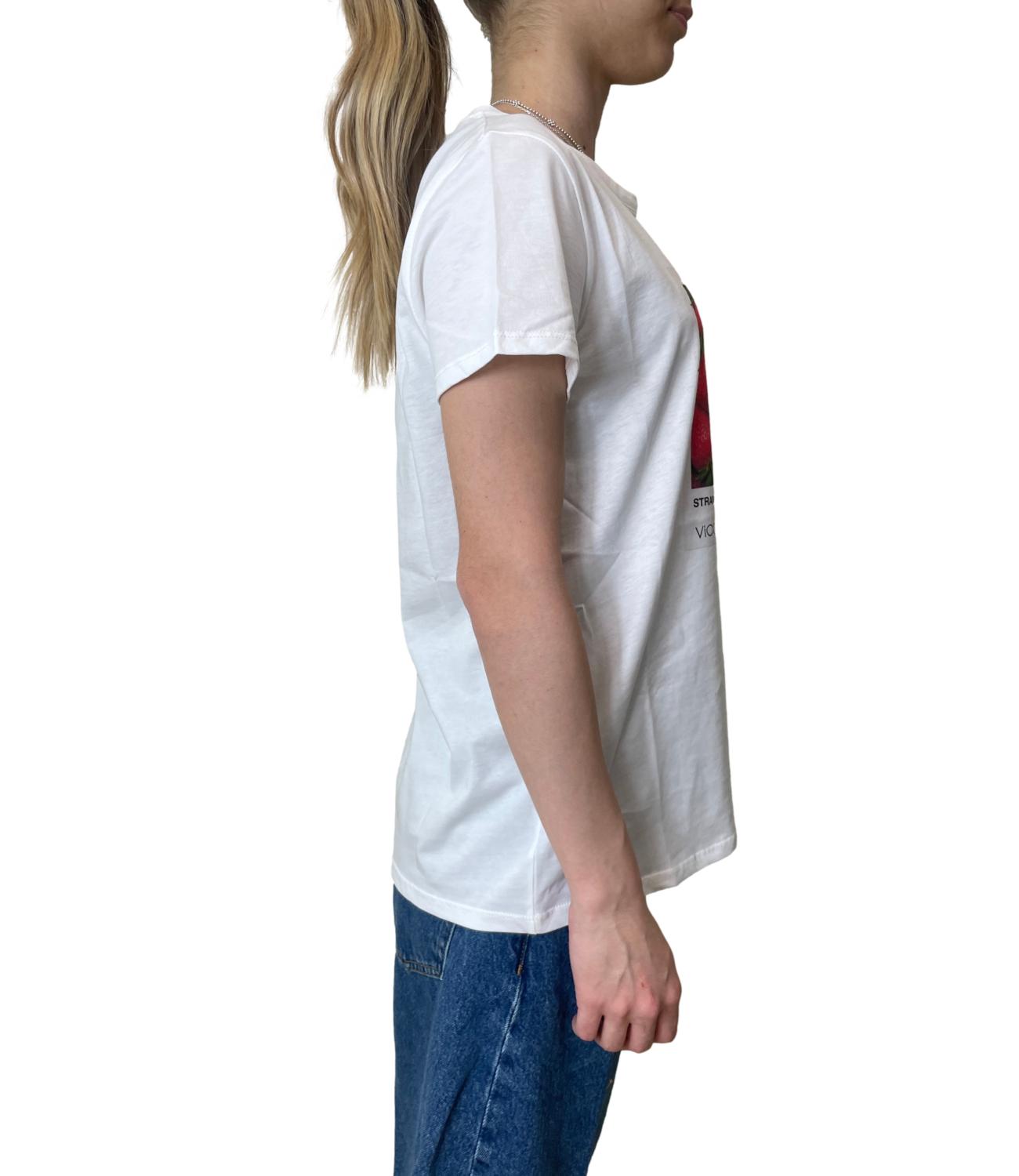 Vicolo T-shirt Strawberry Passion Bianco Donna