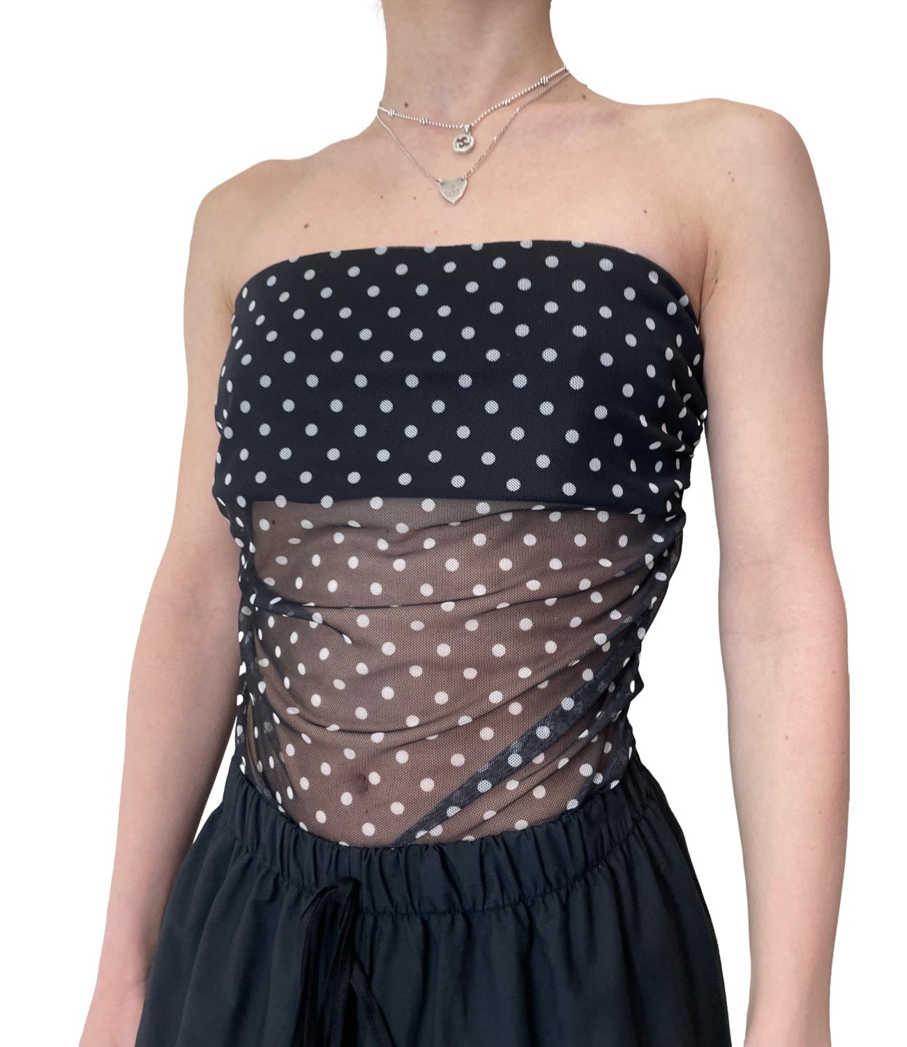 Vicolo Top Body Pois Nero Donna