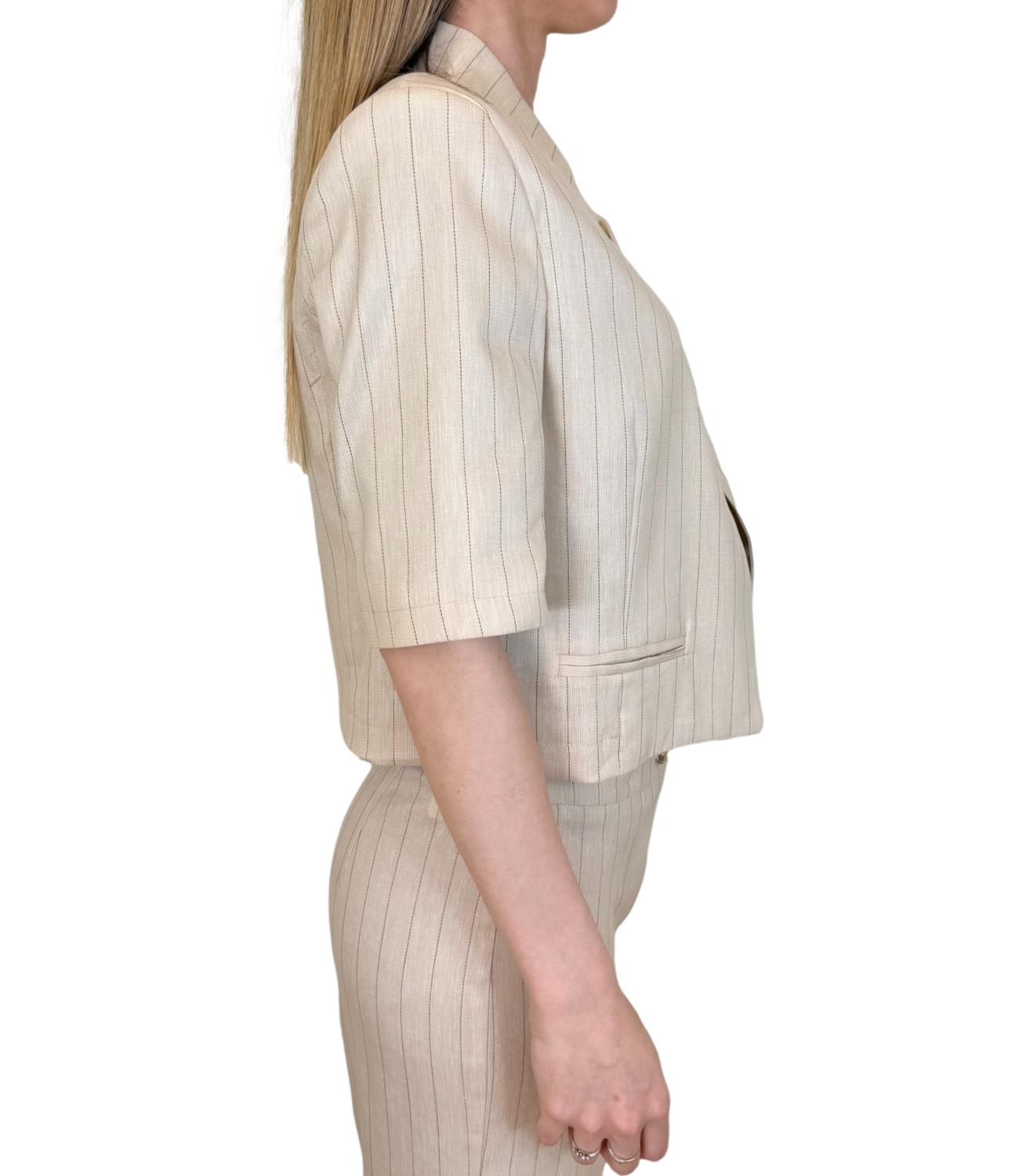 Vicolo Giacca Beige a righe Donna