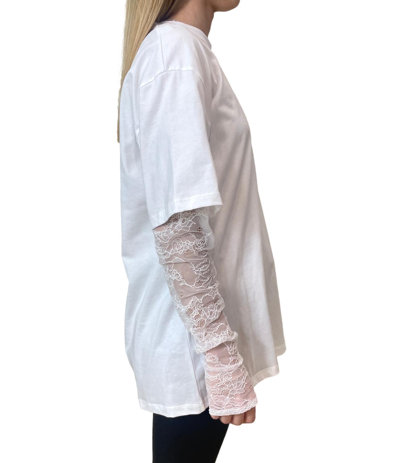 Vicolo T-shirt Pizzo Bianco Donna