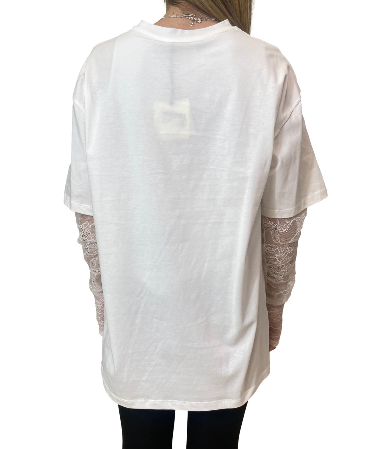 Vicolo T-shirt Pizzo Bianco Donna