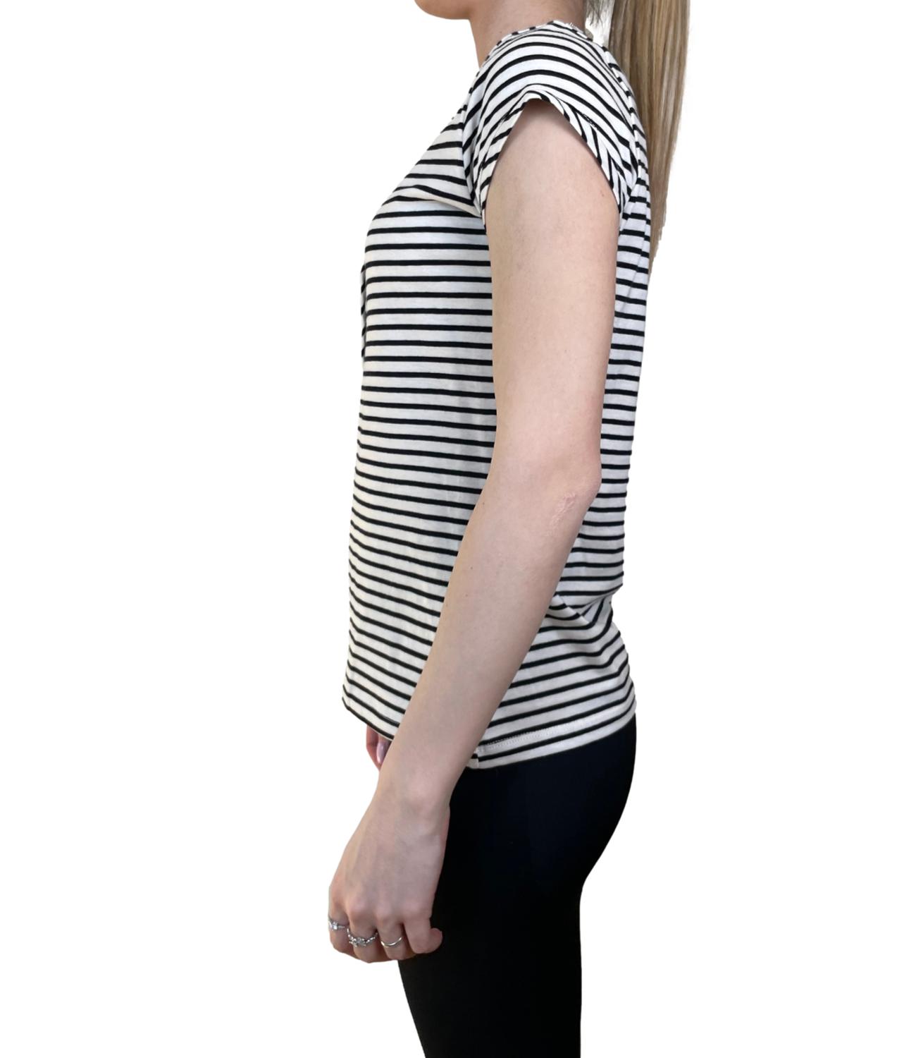 Vicolo T-shirt Righe Burro/Nero Donna