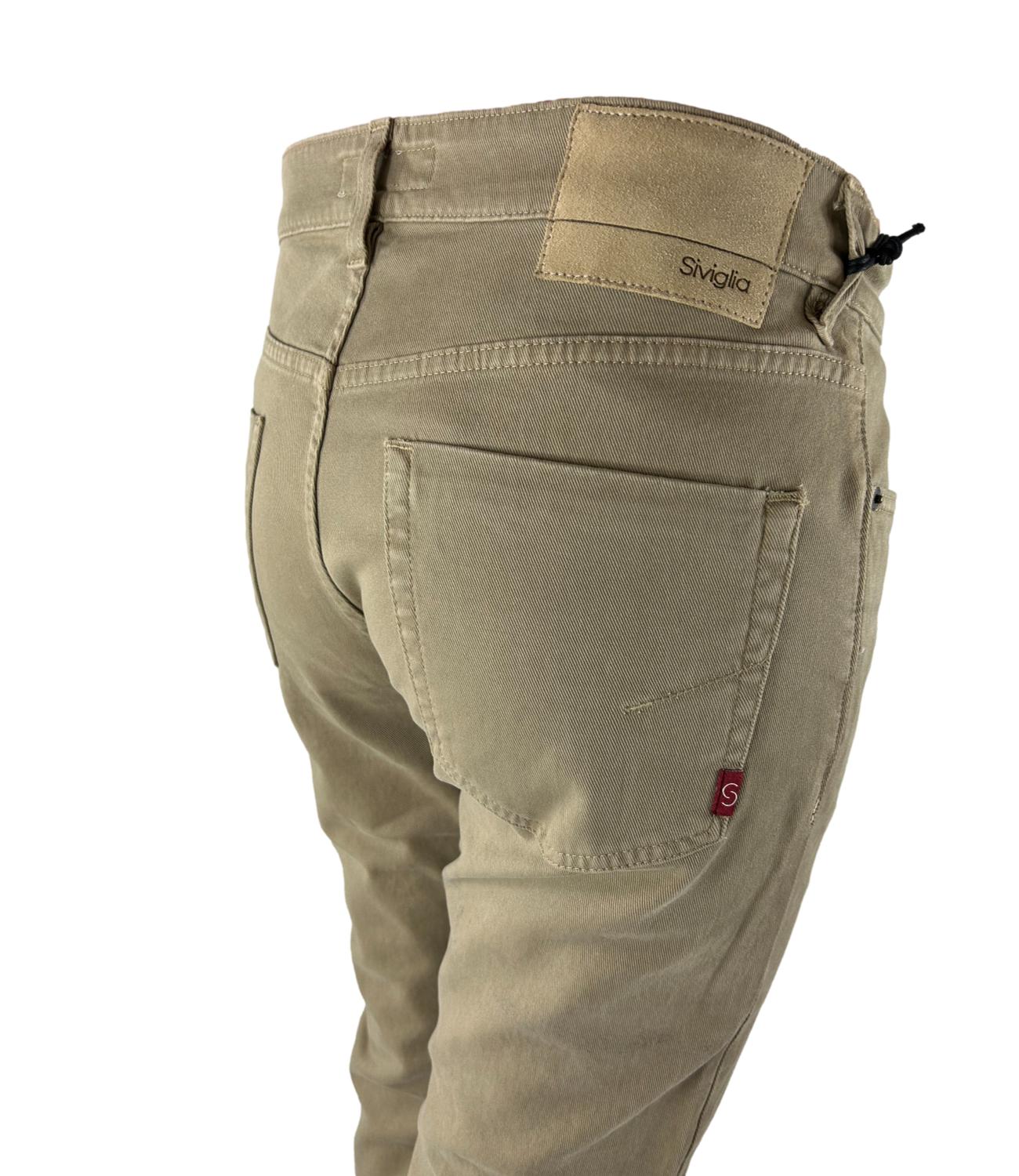 Pantalone Siviglia beige cinque tasche L.32 con bottoni